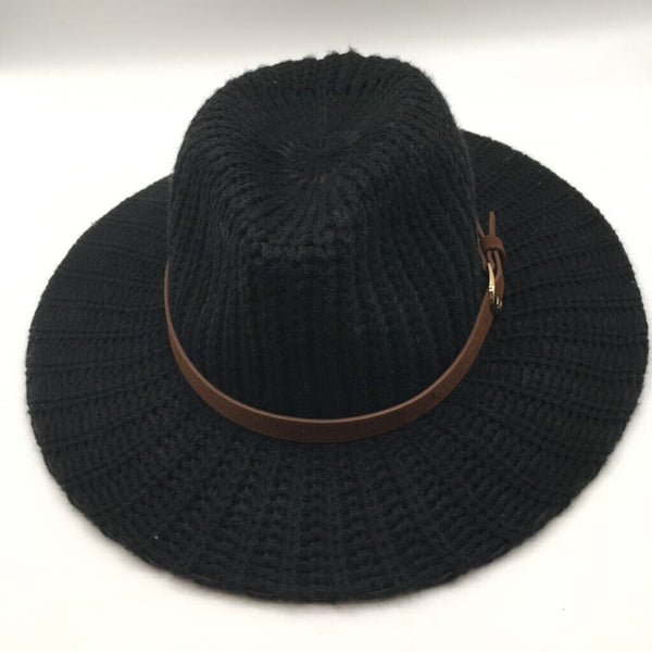 blk knit fedora hat