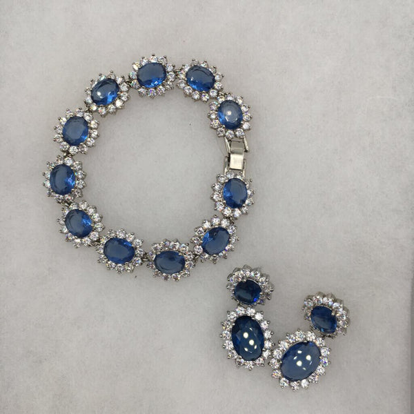 Kenneth J Lane Simulated Sapphire Bracelet & Earring Set