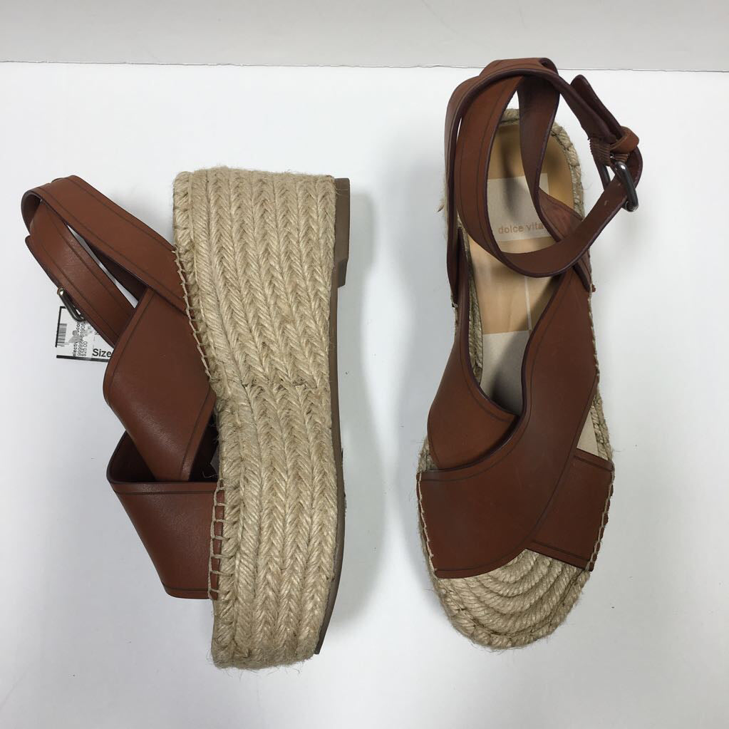Sz 8 leather wide espadrille