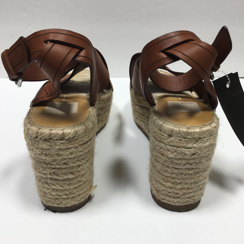 Sz 8 leather wide espadrille