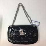 patent quilted chain strap shoulder bag