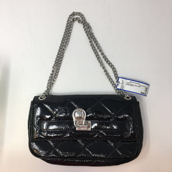 patent quilted chain strap shoulder bag