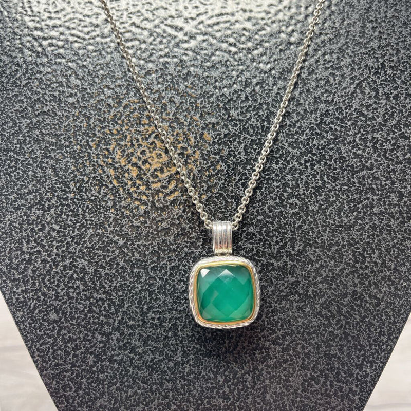 R550 Colore Sg Sterling Silver Green Agate and White Quartz Fusion Pendant Enhancer