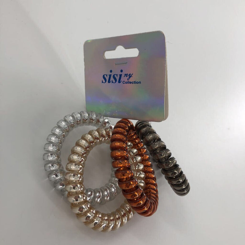 4/pc spiral hair ties SILVER