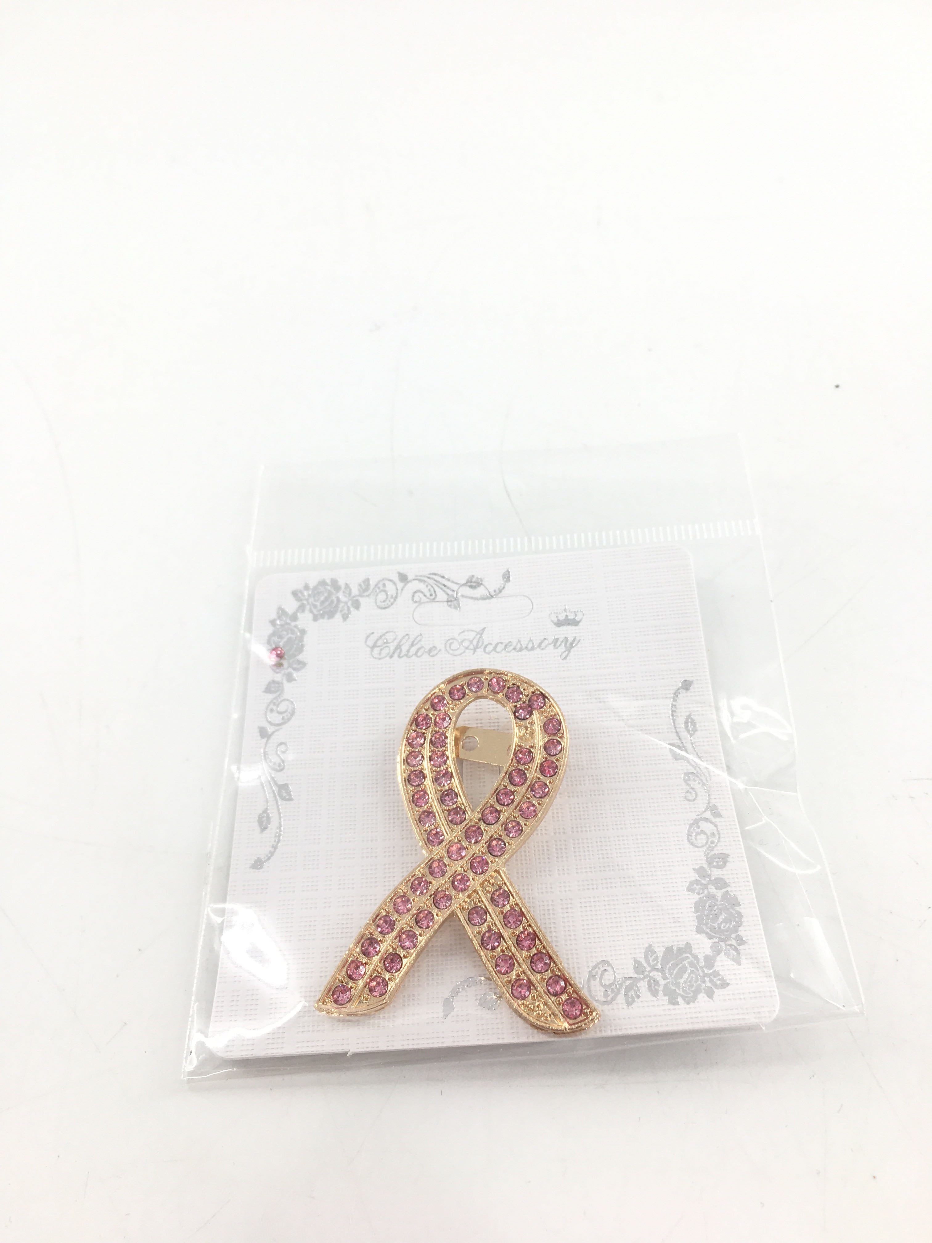 Cancer Ribbon pin - GOLD/PINK