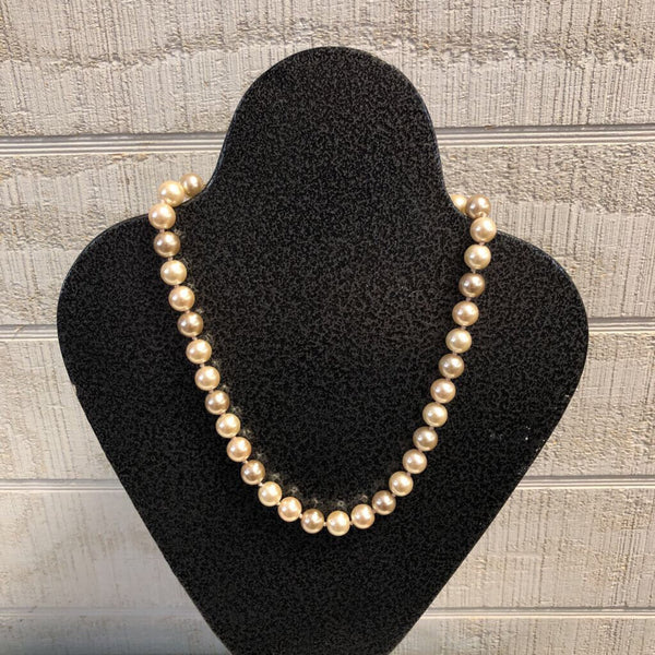 Pearl Necklace with Tan & Pearl Beads