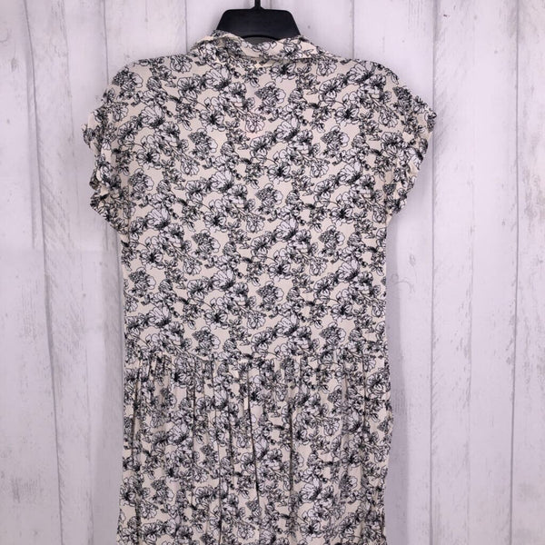 S flower print pocket shirt dress