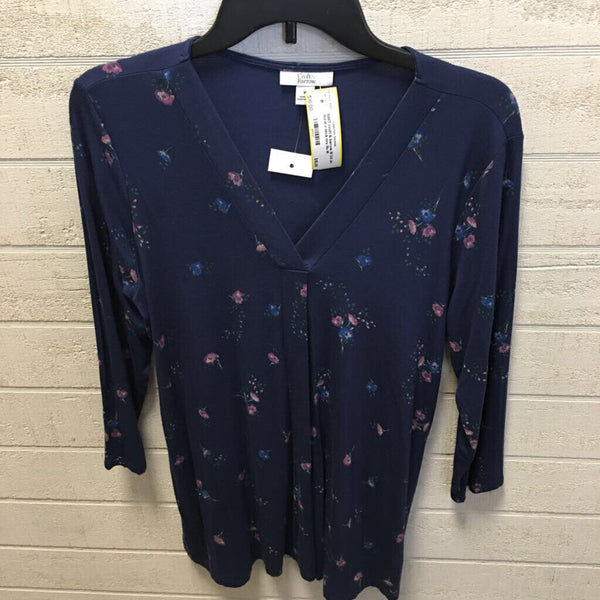 M 3/4 slv floral v neck