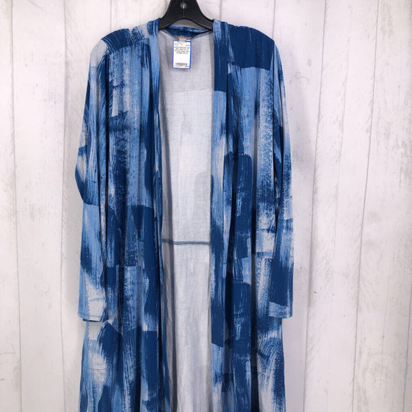 XL l/s Printed sheer hem cardigan