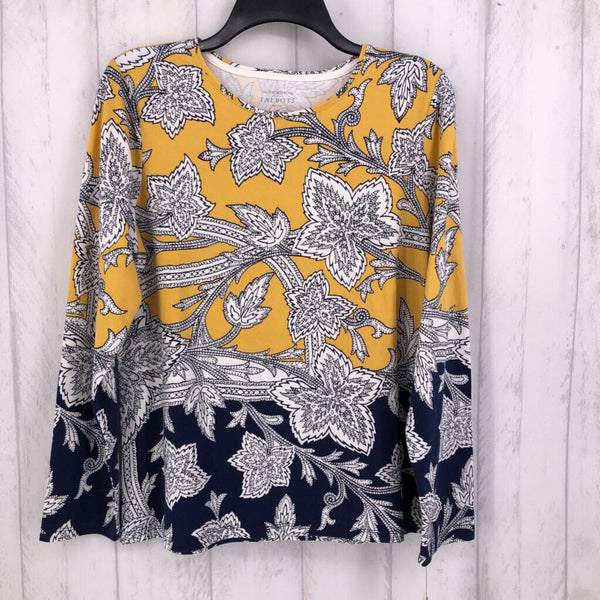 R 44 L 3/4 sleeve yellow navy top