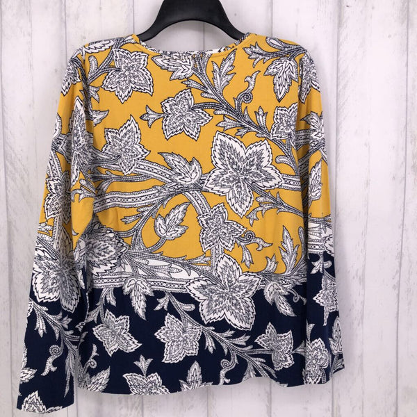 R 44 L 3/4 sleeve yellow navy top