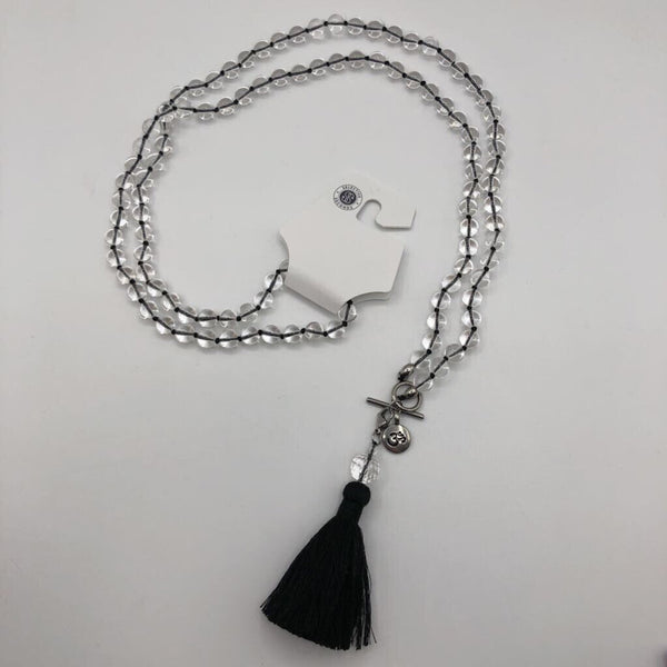 R100 8mm Clear Quartz Mala Beads Wrap Necklace with Removable Tassel