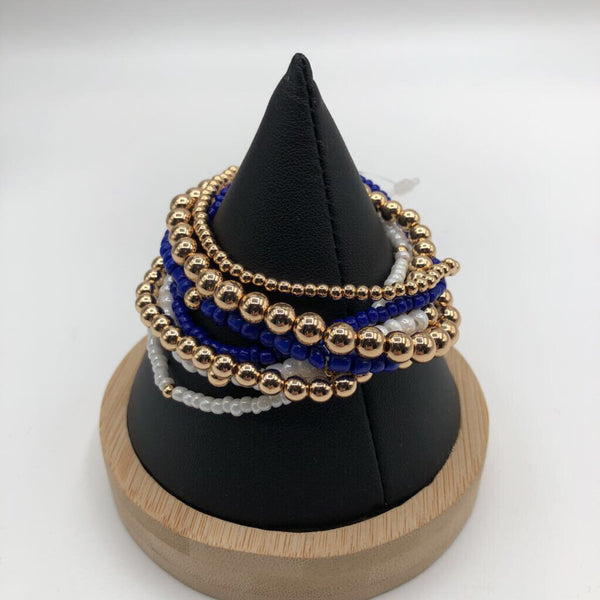 8 stranded bracelet blu,wht,gold