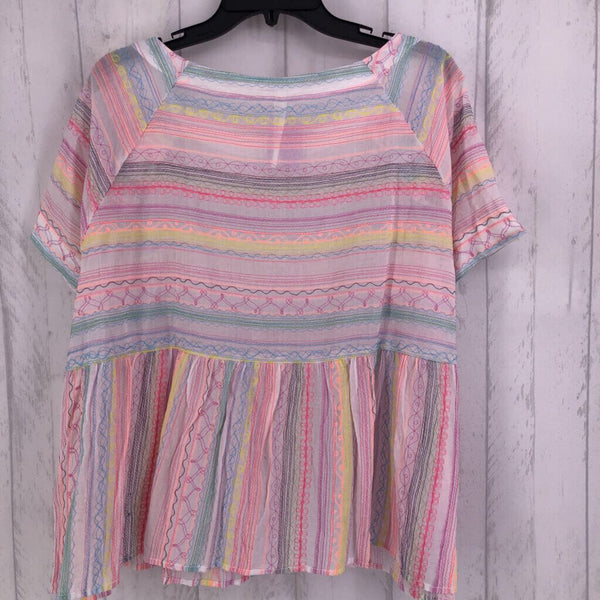 L s/s textured babydoll top