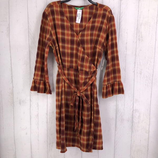 L ruffle checked wrap belted