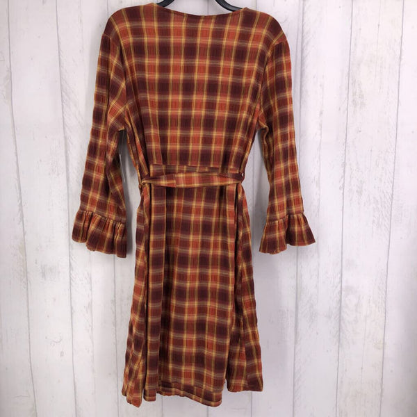 L ruffle checked wrap belted