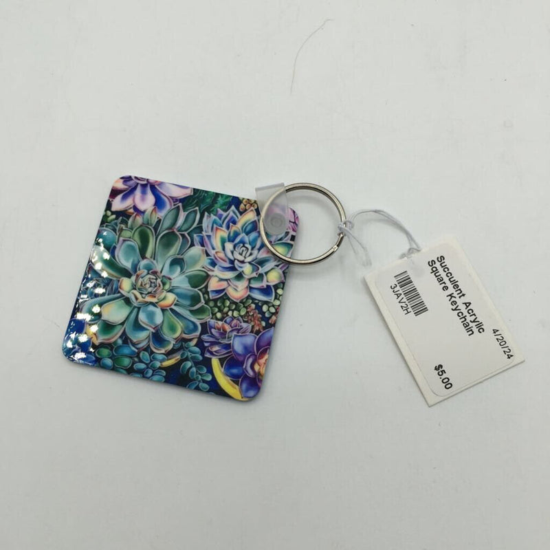 Succulent Acrylic Square Keychain