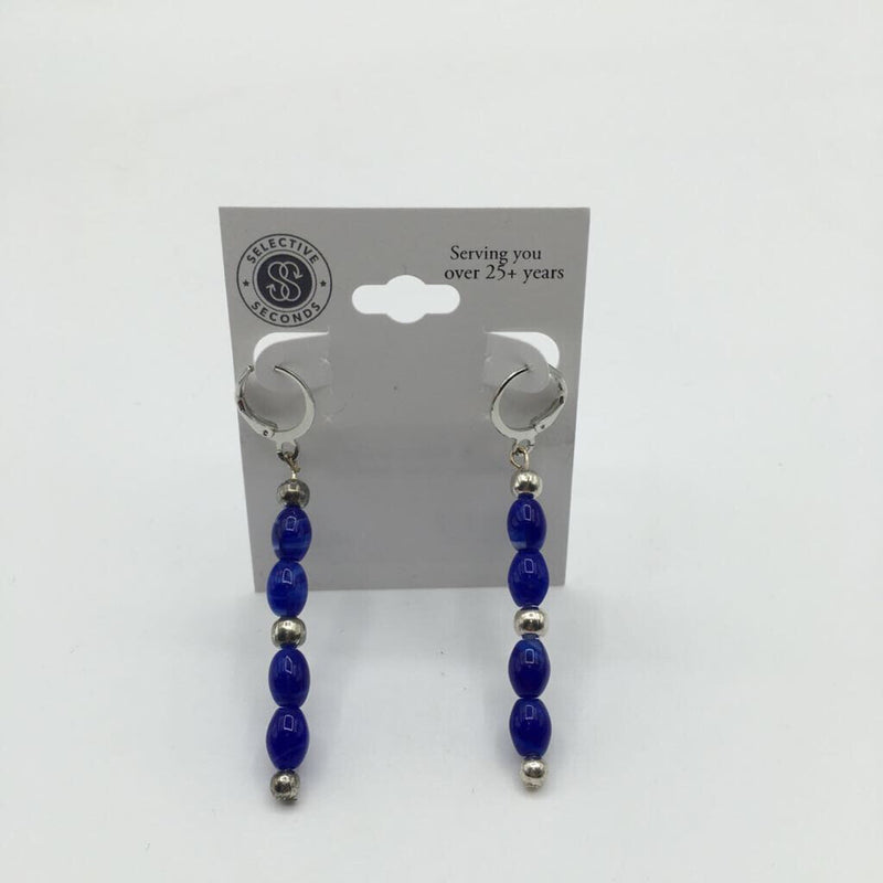 Blue & White Swirl Beaded Drop Earring