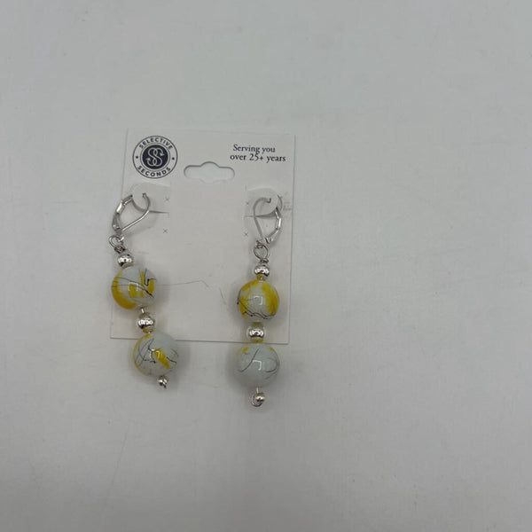 Yellow Glass Bead Earrings