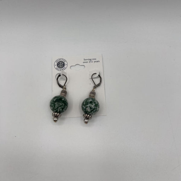 Green Marble Beaded Earrings