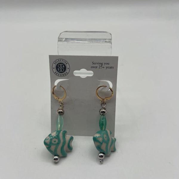 Green Fish Bead Earrings