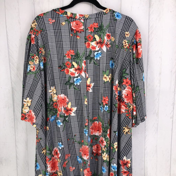 5xl s/s gingham floral top