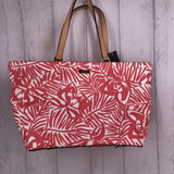 R298 leaf/floral print zip top tote