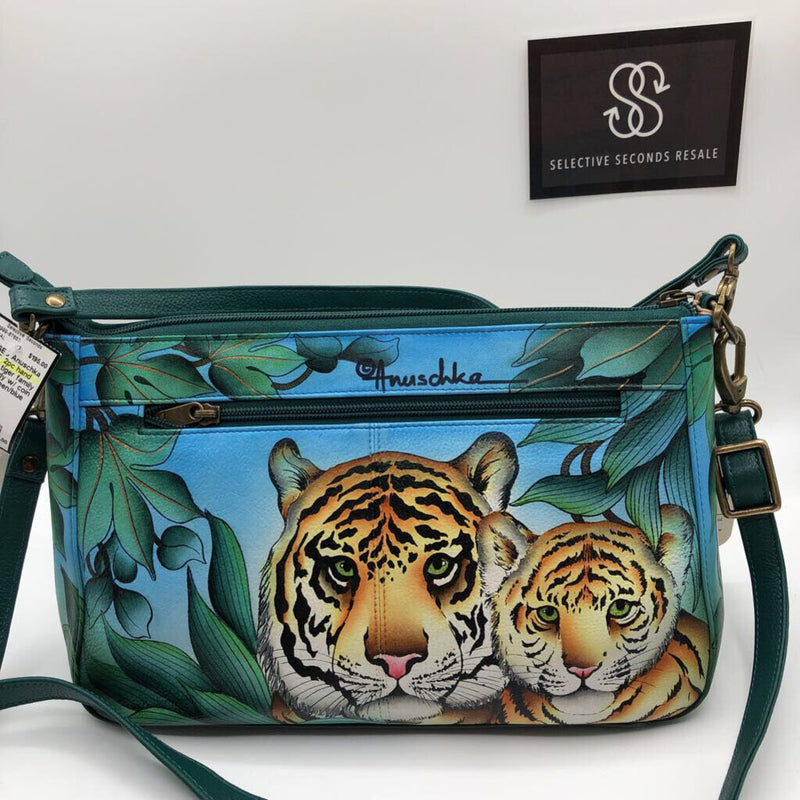 NWT 2pc hand painted tiger family crossbody w/ coin purse