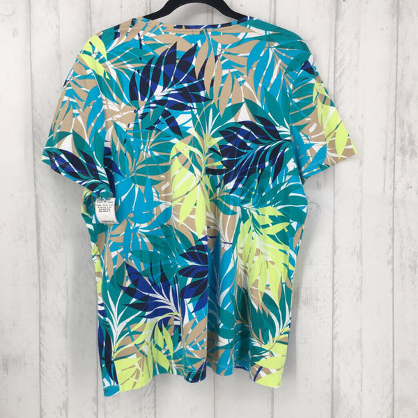 1x s/s leaf print top