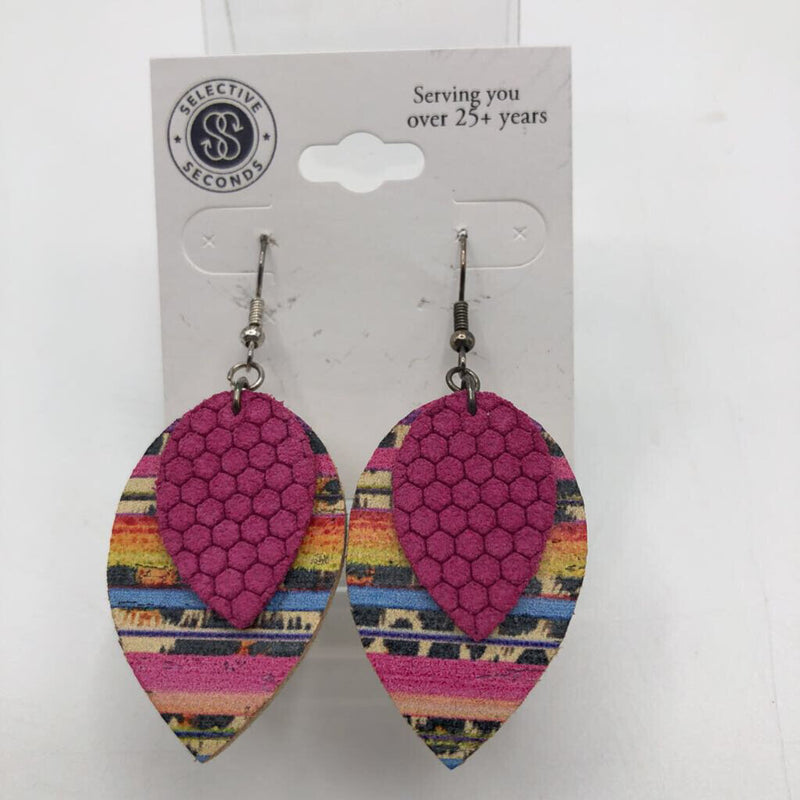 Layered Printed leather earrings