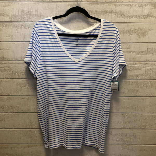 XXL s/s stripe v-neck top