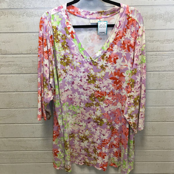 4x 3/4 slv floral v-neck tunic