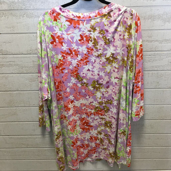 4x 3/4 slv floral v-neck tunic