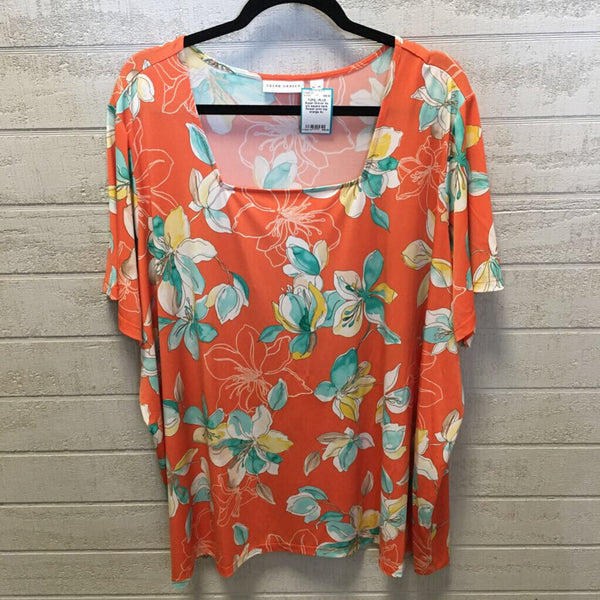 4x s/s square neck flower print top