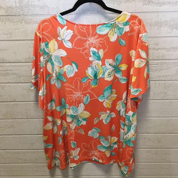 4x s/s square neck flower print top