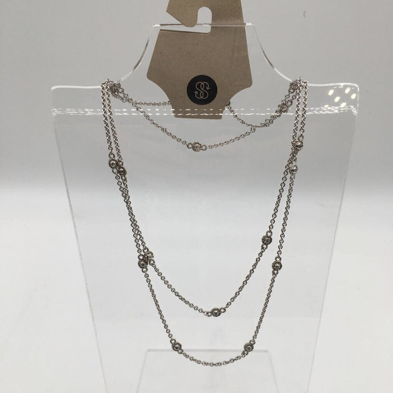 silvertone necklace with small round bling detail