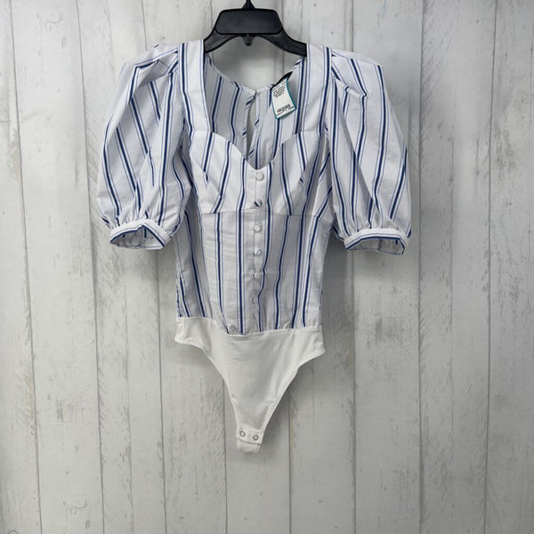 S s/s stripe button detail bodysuit