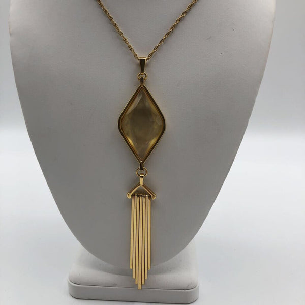 Spartina gold necklace w/ diamond shape pendant