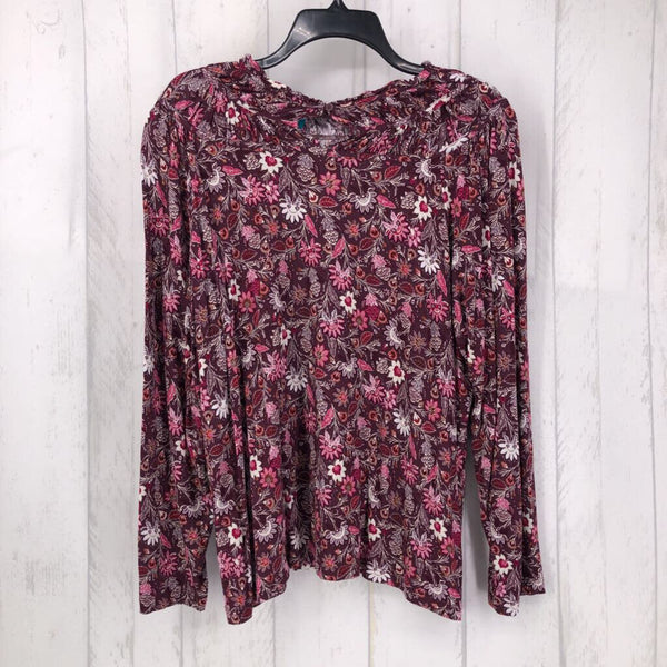 XL l/s floral rouch neck