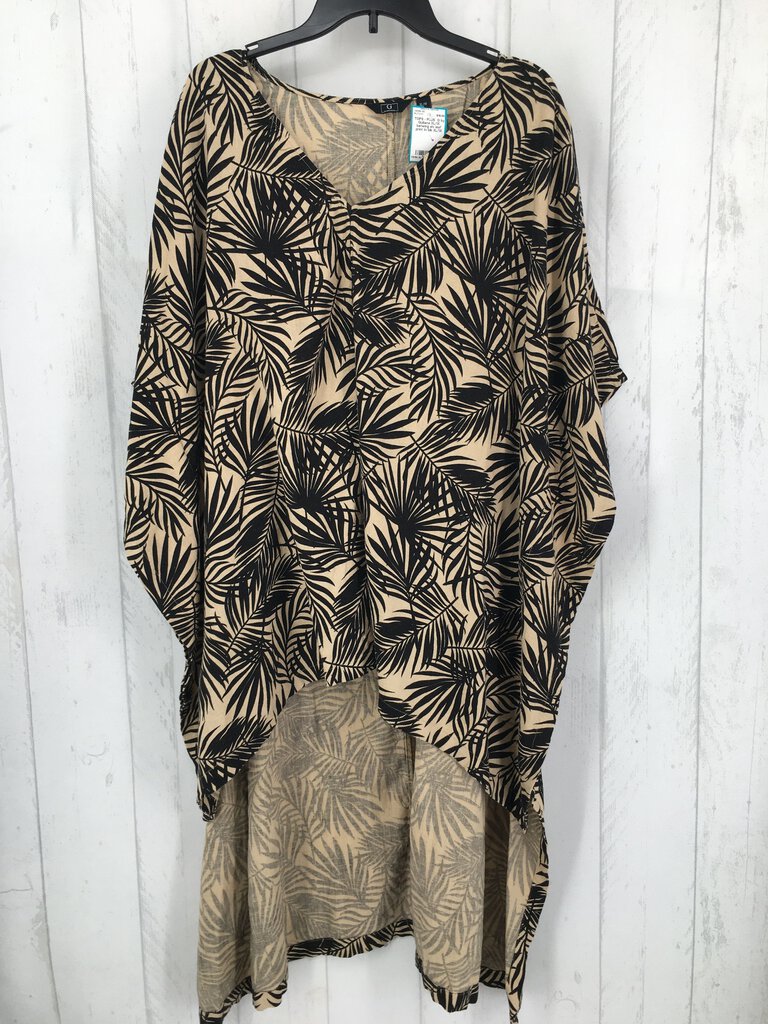 XL/1X batwing slv leaf print