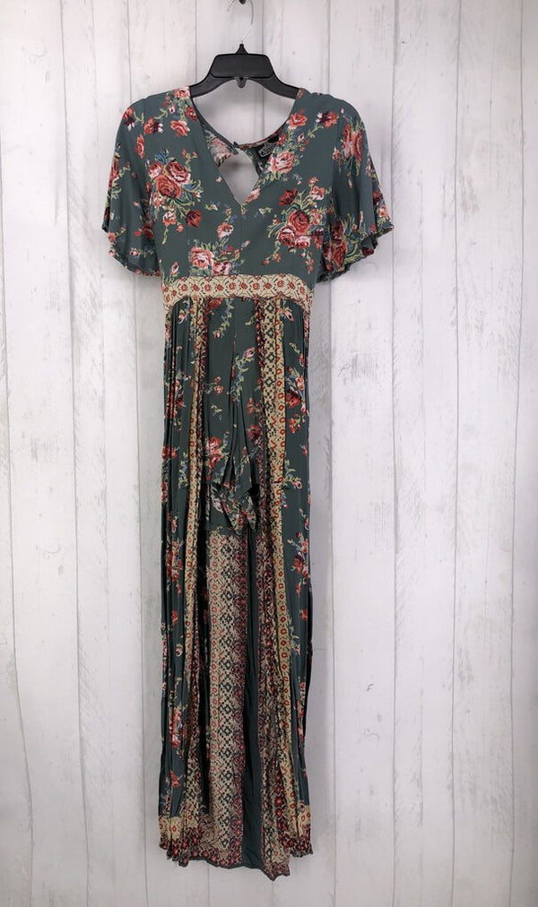 S flare slv floral maxi