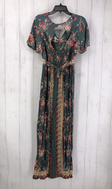 S flare slv floral maxi