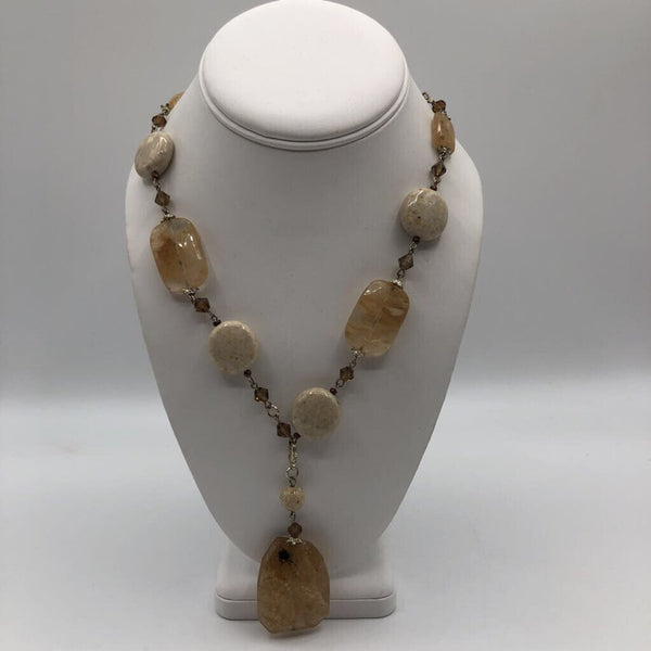 12" silvertone neutral stone necklace