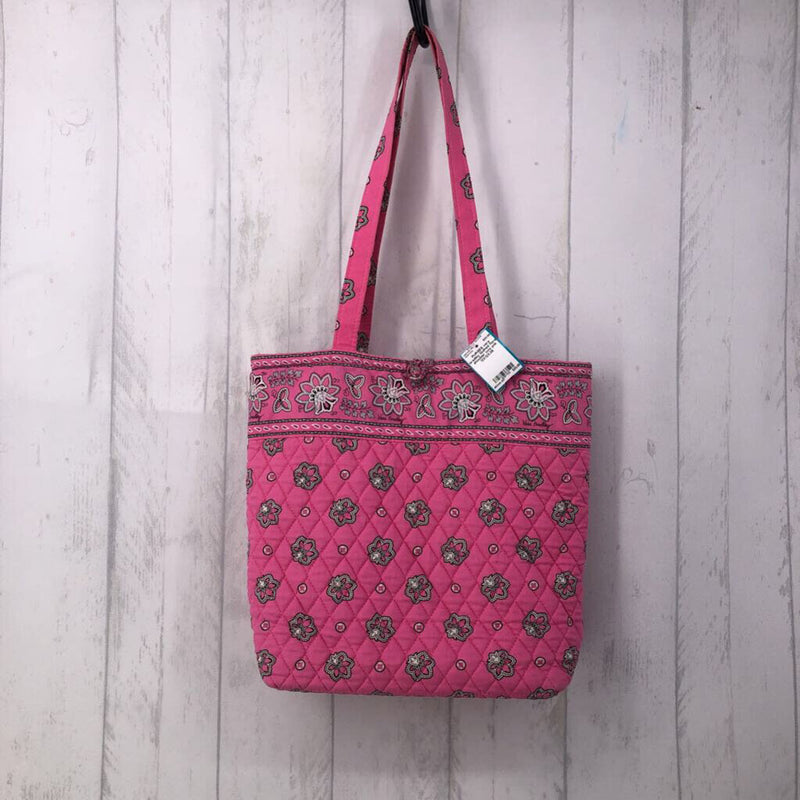 Quilted floral shoulder tote