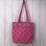 Quilted floral shoulder tote