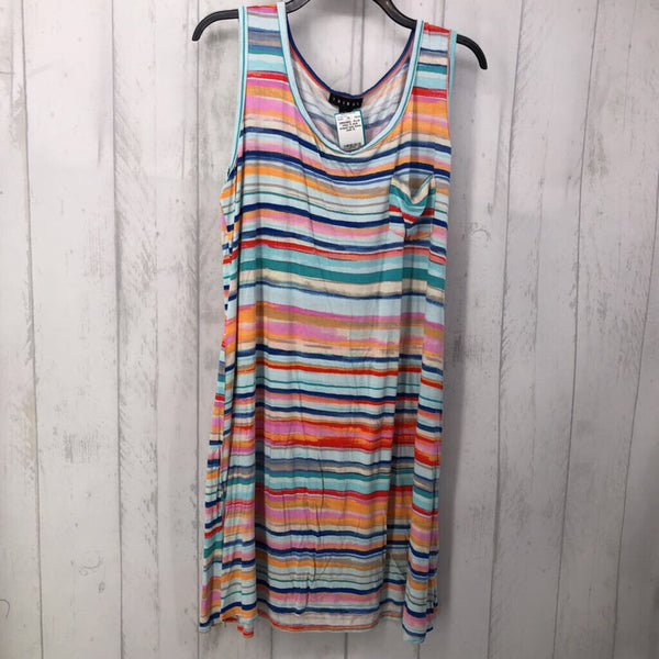 1X slvls striped tank dress