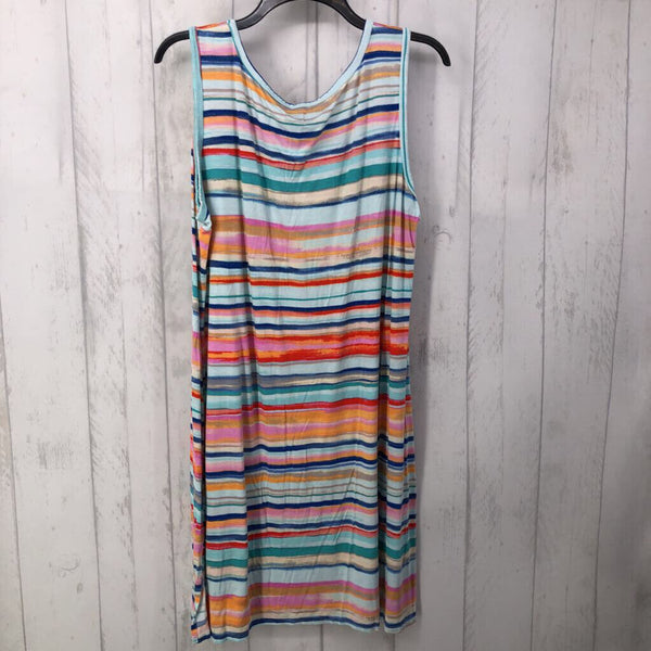 1X slvls striped tank dress