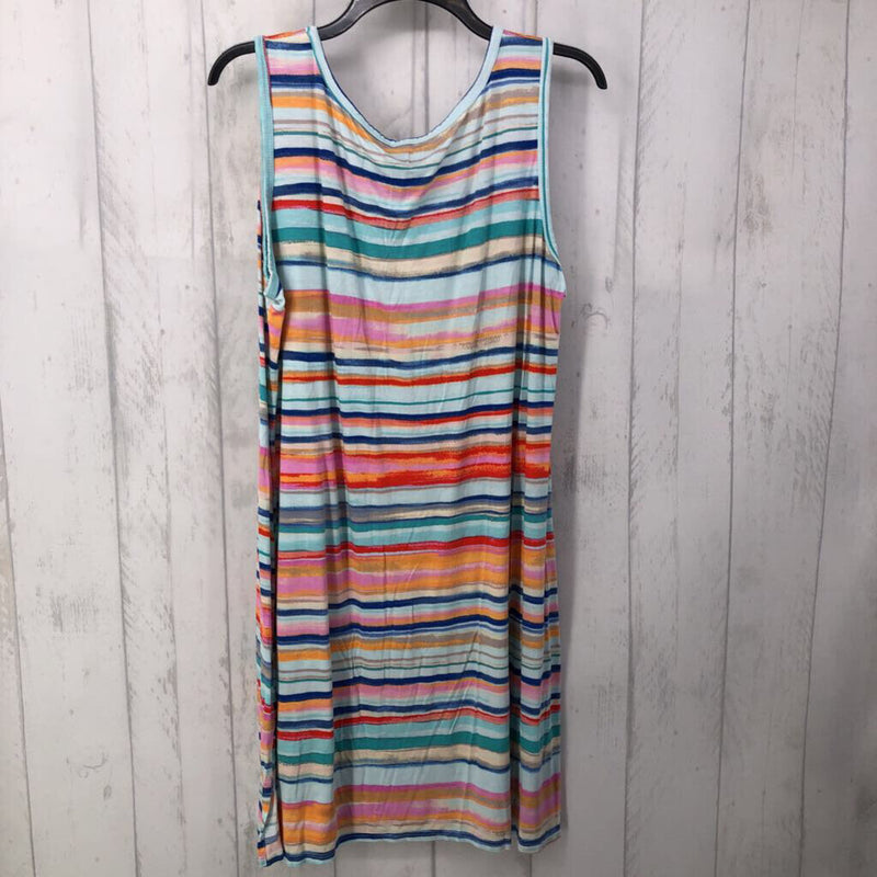 1X slvls striped tank dress