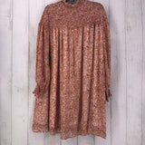 1X smocked l/s floral rouch neck