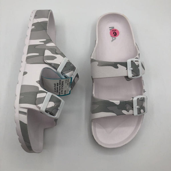 9 double buckle camo slide sandals